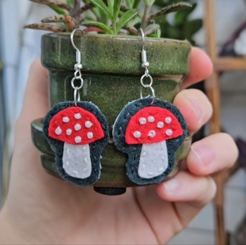 Mushroom Felt Earrings